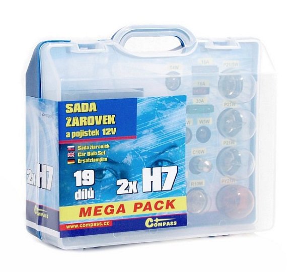 Servisní box žárovek na 12V Mega H7 + H7 + pojistky