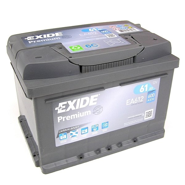 Autobaterie Exide PREMIUM 61Ah 600A EA612 - pravá