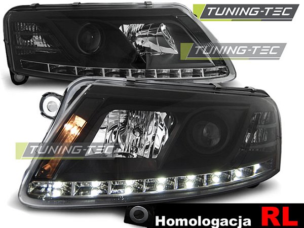 Přední čirá LED světla Audi A6 (2004 - 2008) - s denním svícením RL