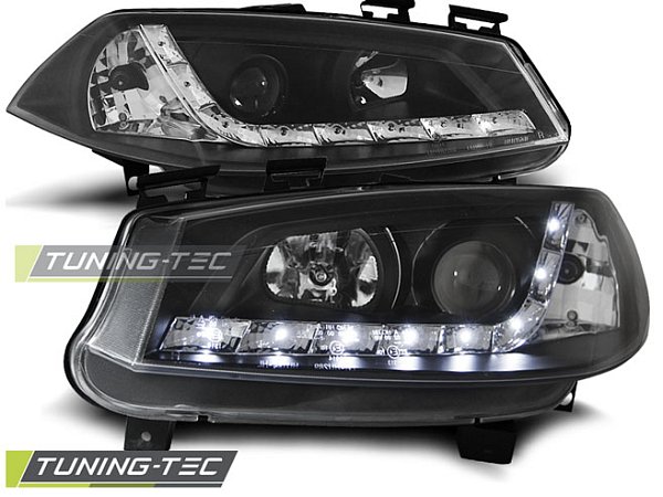 Přední čirá LED světla Renault Megane II (2002 - 2005) - černé